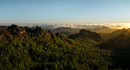 beautiful panoramic view of mountains of gran canaria during sunset, canary island, spain