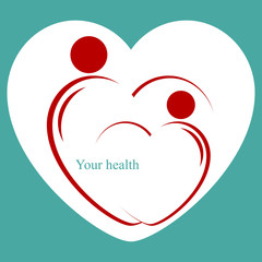 Medical logo of heart care. Symbol of health care. Vector. - Vector
