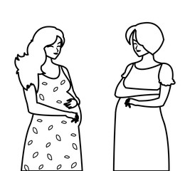 couple of beautiful pregnancy women characters