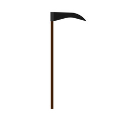 Scythe black gardening harvest tool flat icon vector. Field sharp work cutter