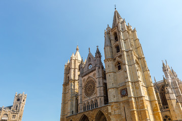 Fototapeta na wymiar Gothic cathedral of Leon, Spain