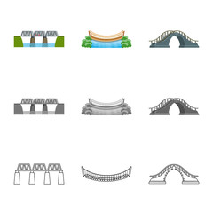 Vector illustration of connection and design logo. Set of connection and side vector icon for stock.