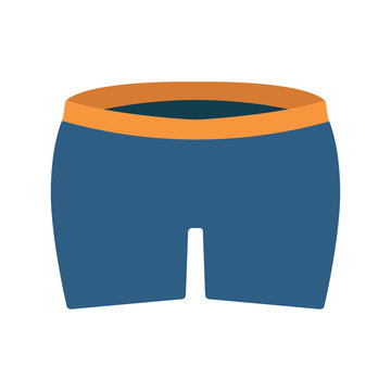 Boxer briefs clothes model fitness vector flat icon. Underpants man shorts man.