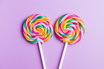 Two sweet colorful lollipop.
