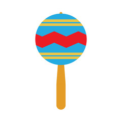 Maraca art symbol wood traditional pair vector icon. Mexican musician shaker party illustration instrument festival flat