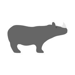 Rhinoceros big nature endangered shape vector icon side view. Animal Africa wildlife silhouette herbivore mammal