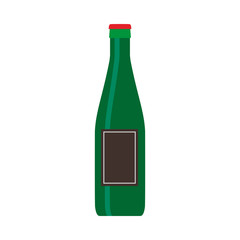 Beer bottle green vector symbol glass. Food alcohol flat icon front view