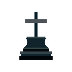 Grave design black memorial monument halloween holiday vector icon. Cemetery tombstone pictogram mystery rip