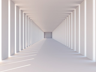 Abstract white architectural 3d space with sunlight