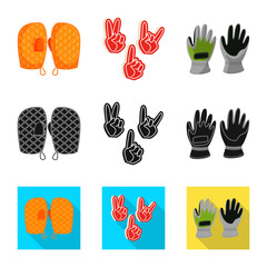 Vector illustration of silhouette and safety logo. Set of silhouette and comfort stock symbol for web.