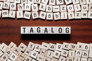 Tagalog word concept on cubes