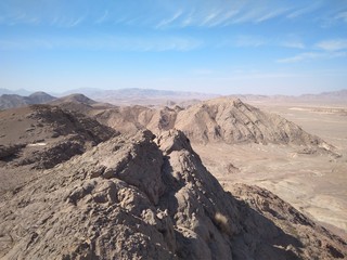Fototapeta na wymiar View on Kavir desert and Zagros mountains in central Iran
