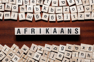 Afrikaans word concept on cubes