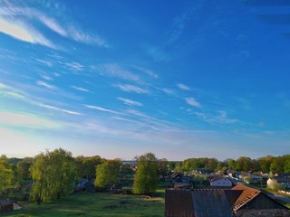 Fototapeta na wymiar landscape with river and blue sky in Belarus