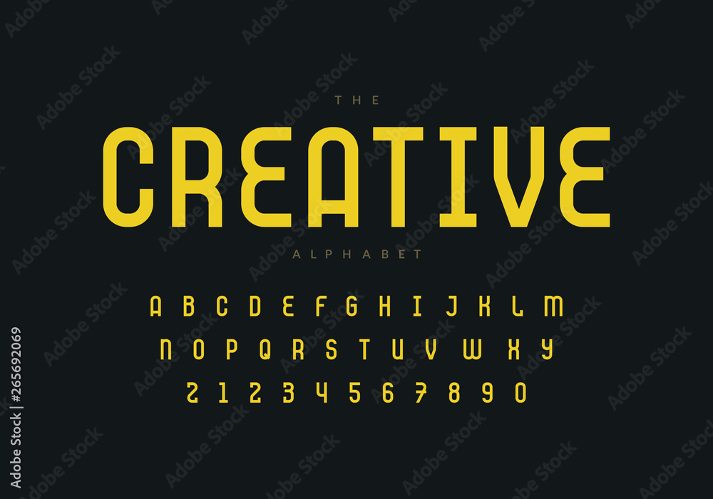Poster thin retro font design. aplhabet and numbers. eps10 vector.