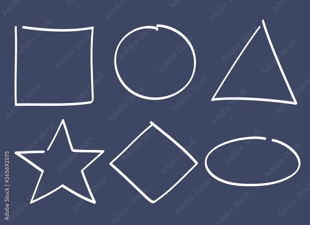 Poster linear vector image on a black background, a set of geometric shapes and signs, the elements of deco