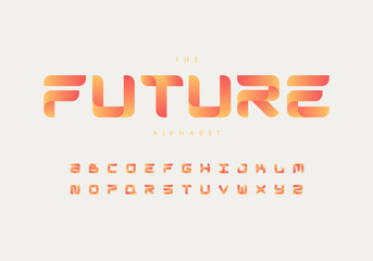 Future ribbon font and alphabet. Eps10 vector.