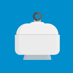 Food lid dish kitchen object sign vector icon. Flat dinner shiny equipment isolated. Steel container silver