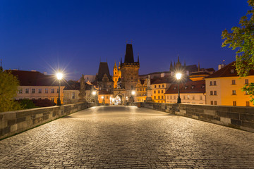 Naklejka na ściany i meble Charles bridge in Prague at dawn, Czech Republic
