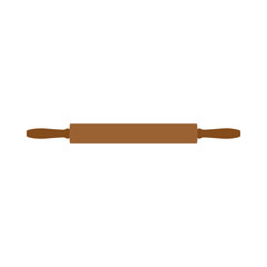 Rolling pin brown preparation traditional home equipment vector icon. Cuisine flat element restaurant  cookie
