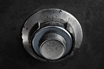 Closeup of an old safe lock