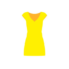 Dress yellow woman fashion person elegance model vector icon. Fashionable casual elegant lady body sign