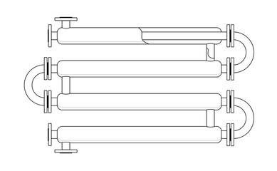 Line Cut Double Pipe Heat Exchanger. Apparatus for chemical processing. Pipe-in-pipe structure heat exchanger