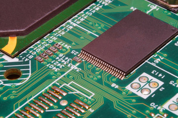Electronic board wallpaper, Motherboard digital chip. Tech science background.