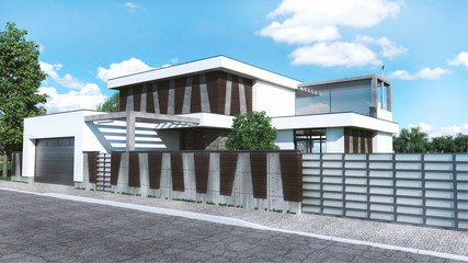 3d rendering of private  modern house
