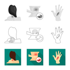 Isolated object of hospital and rendering sign. Set of hospital and help stock symbol for web.