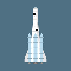 Rocket space symbol art spaceship launch fly. Exploration ship shuttle vector icon futuristic galaxy. Mars discovery