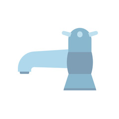 Faucet side view symbol equipment water tap vector icon. Household blue bathroom sink pipe isolated illustration