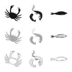 Fototapeta premium Isolated object of fresh and restaurant logo. Set of fresh and marine vector icon for stock.