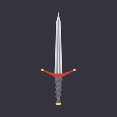 Dagger sword illustration weapon vector icon. Blade knife design art warrior symbol. Fantasy medieval flat battle sign