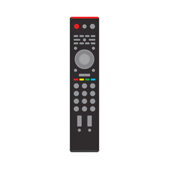 Remote control black TV equipment device communication sign media vector icon. Flat smart television program