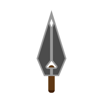 Arowhead bow flat vector shape element archery. Tribal weapon icon retro