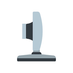 Webcam side view vector icon illustration communication flat equipment concept. Network live lens media