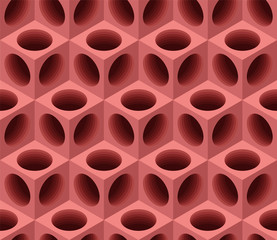 Seamless pattern of cubes in shades of red for background images