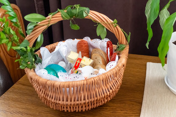 Polish traditional Easter basket with blessed food.