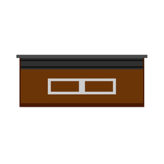 Reception desk front view vector icon. Hotel symbol office company lobby service furniture. Business interior equipment