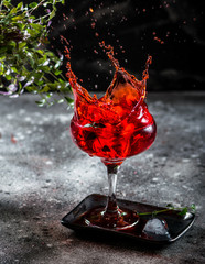 Splash Photography of Cocktail. Bar. Cocktails. Alcohol. Vodka. Party. Movement photo.