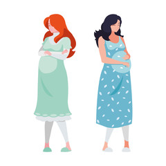 couple of beautiful pregnancy women characters
