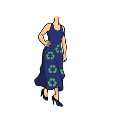 cartoon woman in long blue dress
