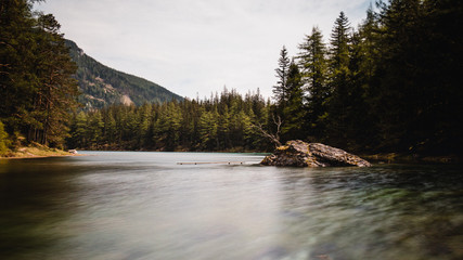 Long time exposure at the Green lake (Grüner see) in Bruck an der Mur, Styria, Austria