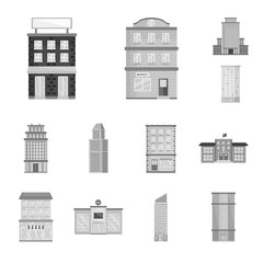 Fototapeta premium Vector design of construction and city logo. Collection of construction and center stock vector illustration.