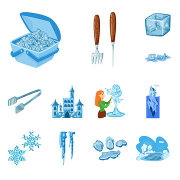 Vector design of frost and water  sign. Collection of frost and wet  vector icon for stock.