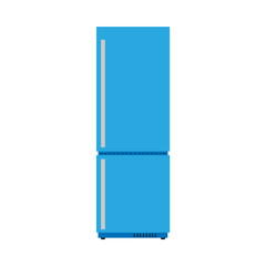 Fridge fresh domestic electric freeze furniture icebox. Refrigerator front view vector flat icon machine