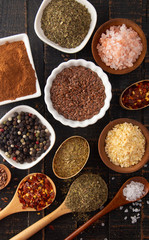Collage of Various Seasonings Spices and Herbs for Flavorful Cooking and Baking