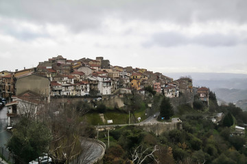 Fototapeta na wymiar Mountain village in the Calabrian hinterland, Italy.