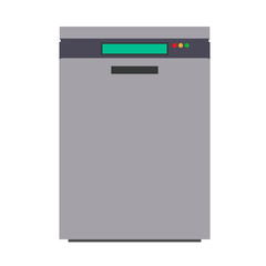 Dishwasher technology domestic flat housework vector kitchen icon. Clean water machine appliance equipment